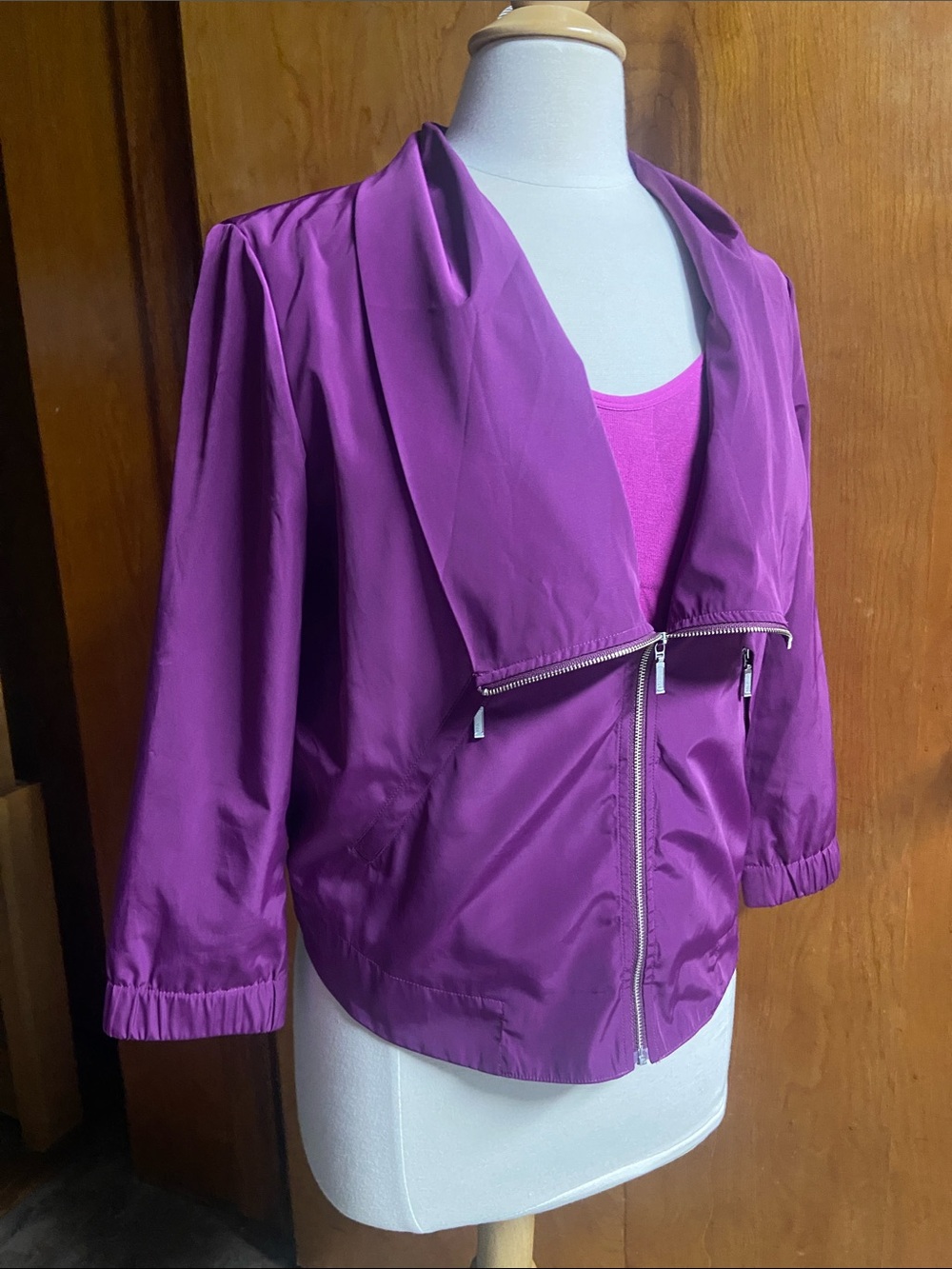 CALVIN KLEIN Purple Fuchsia Women's Zip-Front Lightweight Jacket Med